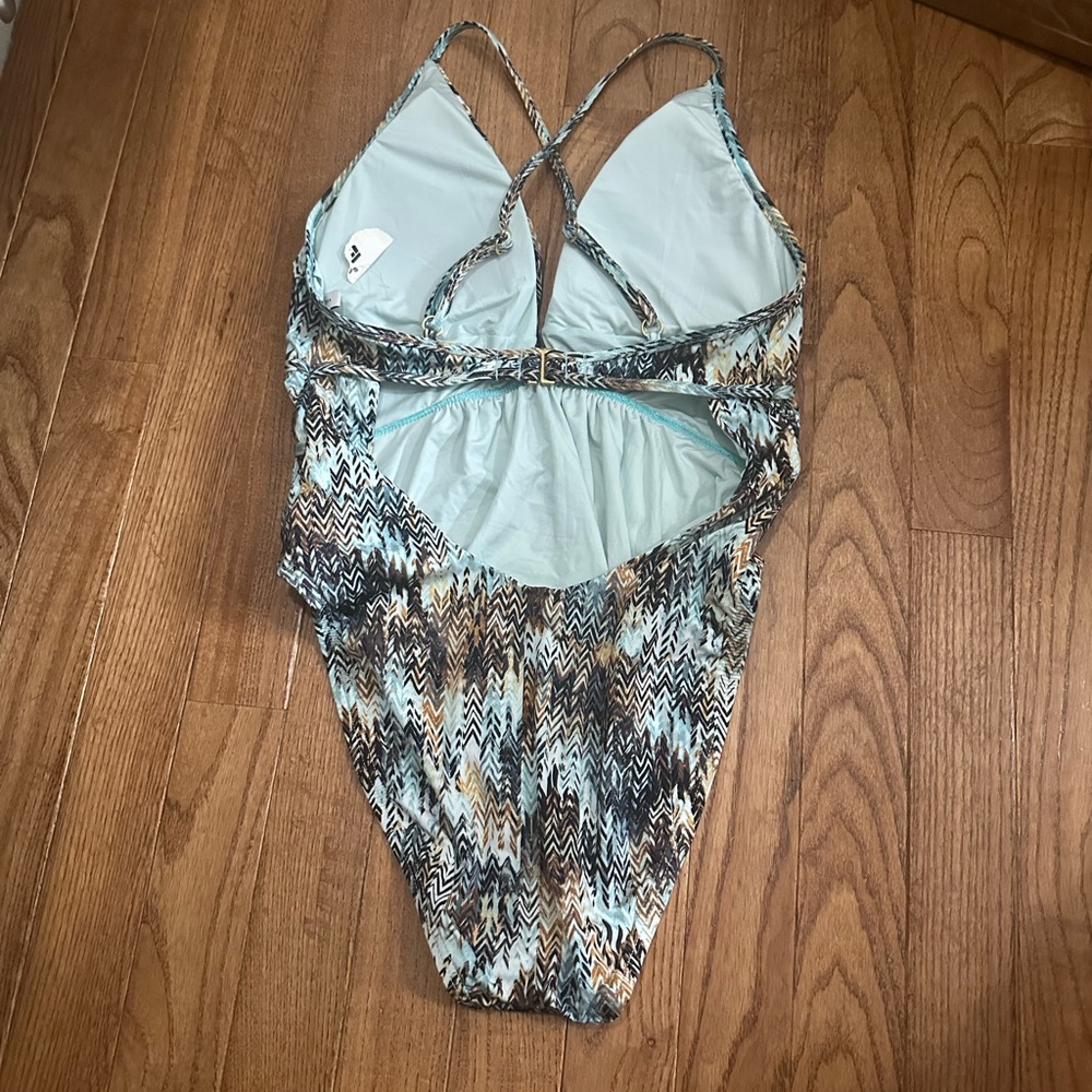 Bcbgmaxazria Bcbg Womens Herringbone Plunge One-Piece Multi Size 6 - Picture 4 of 5
